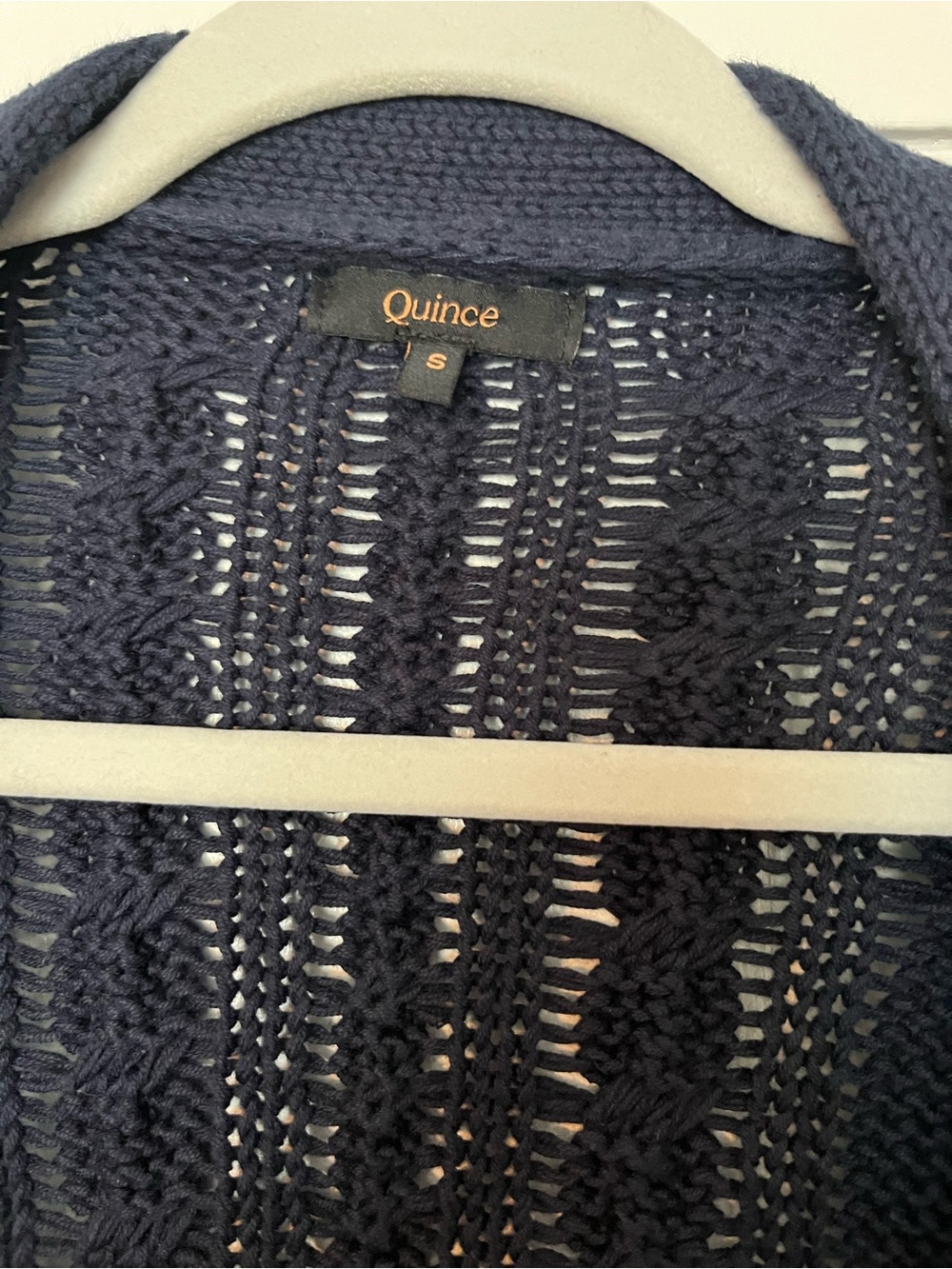 Quince 100% organic cotton chunky oversized cable knit navy cardigan sz s - Picture 4 of 9